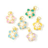 Picture of Eco-friendly Brass Charms Wholesale 18K Real Gold Plated Enamel Flower Acrylic Imitation Pearl 18mm x 13mm