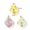 Picture of Brass Picture Photo Locket Frame Pendants Wholesale 18K Gold Plated Enamel Oval Flower Can Open 27mm x 17mm