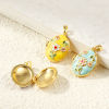 Picture of Brass Picture Photo Locket Frame Pendants Wholesale 18K Gold Plated Enamel Oval Flower Can Open 27mm x 17mm