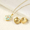 Picture of Brass Picture Photo Locket Frame Pendants Wholesale 18K Gold Plated Enamel Oval Flower Can Open 27mm x 17mm