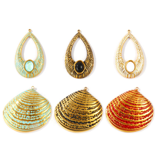 1 個 エコフレンドリー PVD 防水 耐変色性の 低アレルギー性の 304ステンレス鋼 チャーム 卸売り 18Kリアルゴールドメッキ の画像