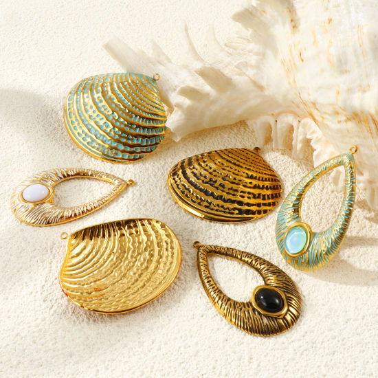 1 個 エコフレンドリー PVD 防水 耐変色性の 低アレルギー性の 304ステンレス鋼 チャーム 卸売り 18Kリアルゴールドメッキ の画像