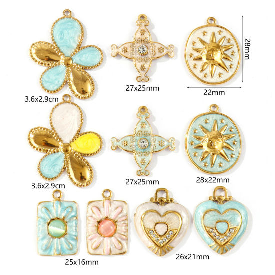 2 個 エコフレンドリー PVD 防水 耐変色性の 低アレルギー性の 304ステンレス鋼 チャーム 卸売り 18Kリアルゴールドメッキ の画像