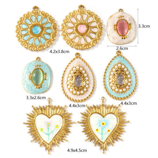 1 個 エコフレンドリー PVD 防水 耐変色性の 低アレルギー性の 304ステンレス鋼 チャーム 卸売り 18Kリアルゴールドメッキ の画像