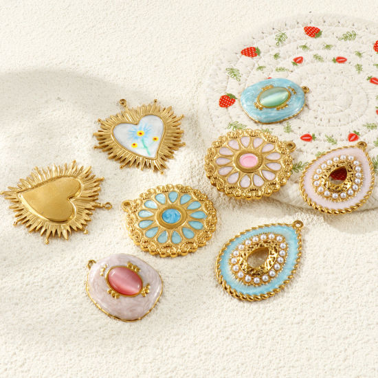 1 個 エコフレンドリー PVD 防水 耐変色性の 低アレルギー性の 304ステンレス鋼 チャーム 卸売り 18Kリアルゴールドメッキ の画像