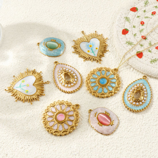 1 個 エコフレンドリー PVD 防水 耐変色性の 低アレルギー性の 304ステンレス鋼 チャーム 卸売り 18Kリアルゴールドメッキ の画像