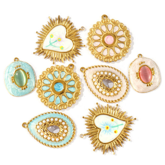 1 個 エコフレンドリー PVD 防水 耐変色性の 低アレルギー性の 304ステンレス鋼 チャーム 卸売り 18Kリアルゴールドメッキ の画像