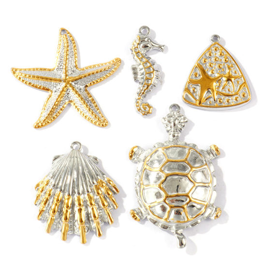 1 個 エコフレンドリー PVD 防水 耐変色性の 低アレルギー性の 304ステンレス鋼 海ジュエリー チャーム 卸売り 18Kリアルゴールドメッキ＋シルバートーン ツートンカラー の画像