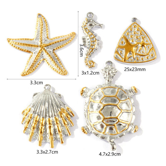 1 個 エコフレンドリー PVD 防水 耐変色性の 低アレルギー性の 304ステンレス鋼 海ジュエリー チャーム 卸売り 18Kリアルゴールドメッキ＋シルバートーン ツートンカラー の画像