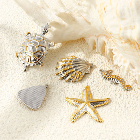 1 個 エコフレンドリー PVD 防水 耐変色性の 低アレルギー性の 304ステンレス鋼 海ジュエリー チャーム 卸売り 18Kリアルゴールドメッキ＋シルバートーン ツートンカラー の画像