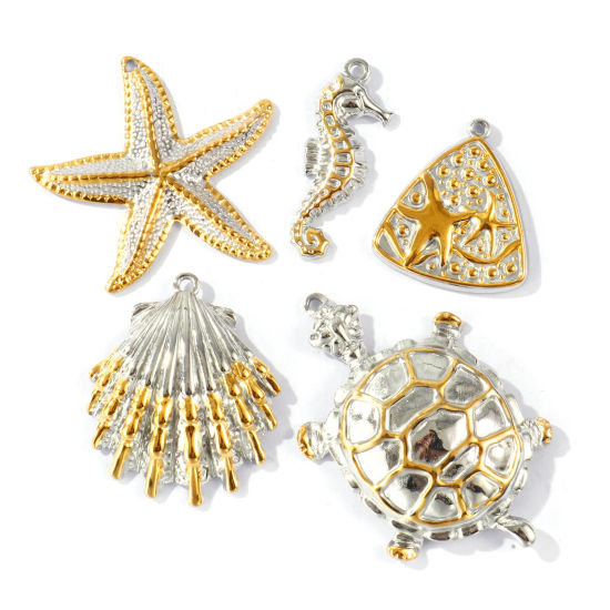 1 個 エコフレンドリー PVD 防水 耐変色性の 低アレルギー性の 304ステンレス鋼 海ジュエリー チャーム 卸売り 18Kリアルゴールドメッキ＋シルバートーン ツートンカラー の画像