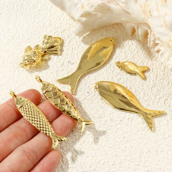 Picture of Eco-friendly Brass Ocean Jewelry Charms Wholesale 18K Real Gold Plated Fish Animal