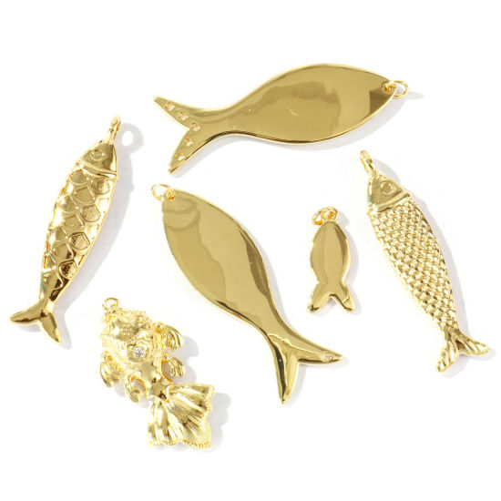 Picture of Eco-friendly Brass Ocean Jewelry Charms Wholesale 18K Real Gold Plated Fish Animal