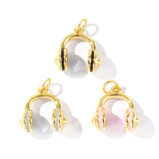 Immagine di 2 Pz Ecologico Ottone Ciondoli All'Ingrosso 18K Vero Oro Placcato Smalto Cuffia 3D 18mm x 14mm
