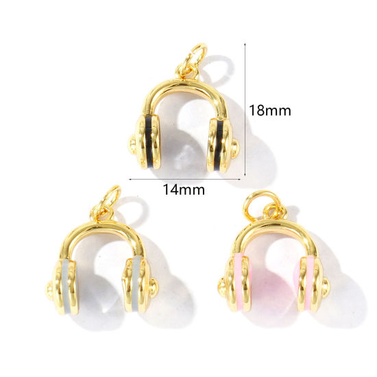 Immagine di 2 Pz Ecologico Ottone Ciondoli All'Ingrosso 18K Vero Oro Placcato Smalto Cuffia 3D 18mm x 14mm