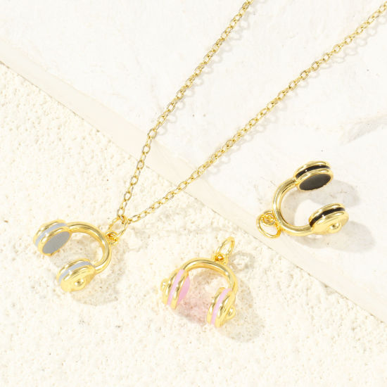 Immagine di 2 Pz Ecologico Ottone Ciondoli All'Ingrosso 18K Vero Oro Placcato Smalto Cuffia 3D 18mm x 14mm