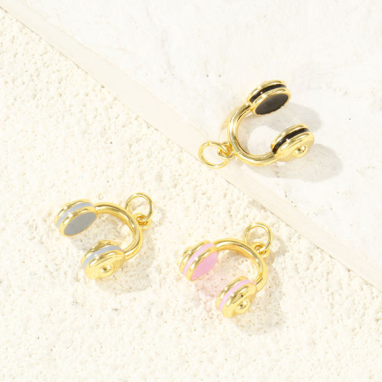 Immagine di 2 Pz Ecologico Ottone Ciondoli All'Ingrosso 18K Vero Oro Placcato Smalto Cuffia 3D 18mm x 14mm