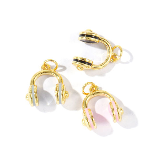 Immagine di 2 Pz Ecologico Ottone Ciondoli All'Ingrosso 18K Vero Oro Placcato Smalto Cuffia 3D 18mm x 14mm