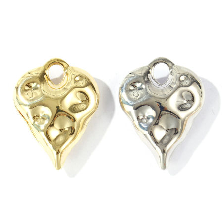 Immagine di 1 Pz Ecologico Ottone San Valentino Ciondoli Pendenti All'Ingrosso Vero Oro Placcato Cuore 3D 3.4cm x 2.6cm