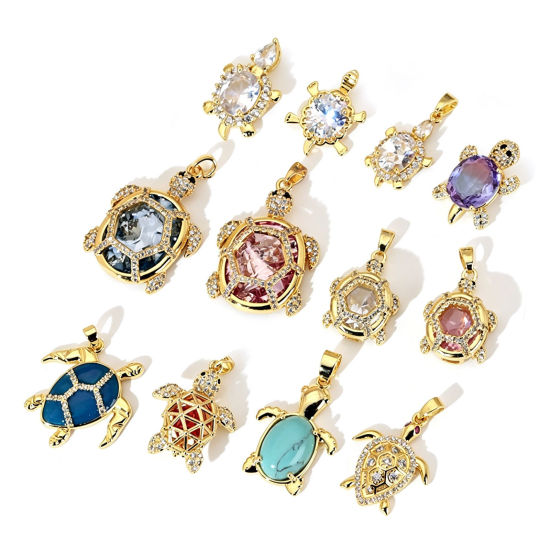 Image de 1 Pièce Pendentif Breloque En Gros Bijoux d'Océan en Laiton Plaqué Or 18K Tortue de Mer
