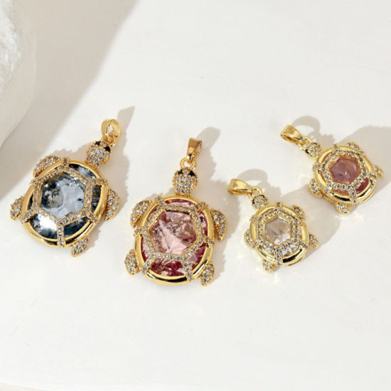 Image de 1 Pièce Pendentif Breloque En Gros Bijoux d'Océan en Laiton Plaqué Or 18K Tortue de Mer