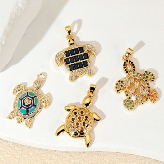 Image de 1 Pièce Pendentif Breloque En Gros Bijoux d'Océan en Laiton Plaqué Or 18K Tortue de Mer