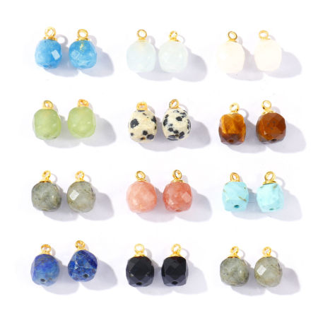 Bild von Edelstein & Messing Charms Großhandel 18K Vergoldet Bunt Würfel Facettiert 11mm x 7mm