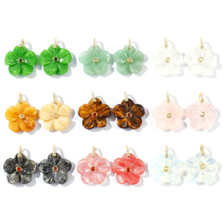 Bild von Edelstein & Messing Charms Großhandel 18K Vergoldet Bunt Blumen 29mm x 25mm