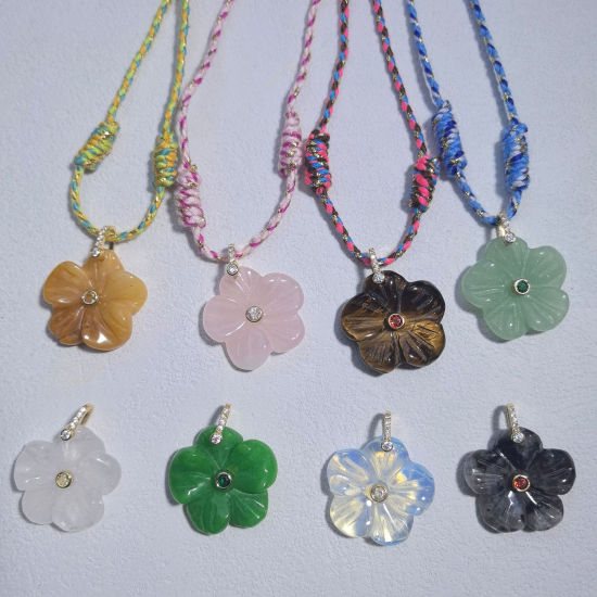 Bild von Edelstein & Messing Charms Großhandel 18K Vergoldet Bunt Blumen 29mm x 25mm