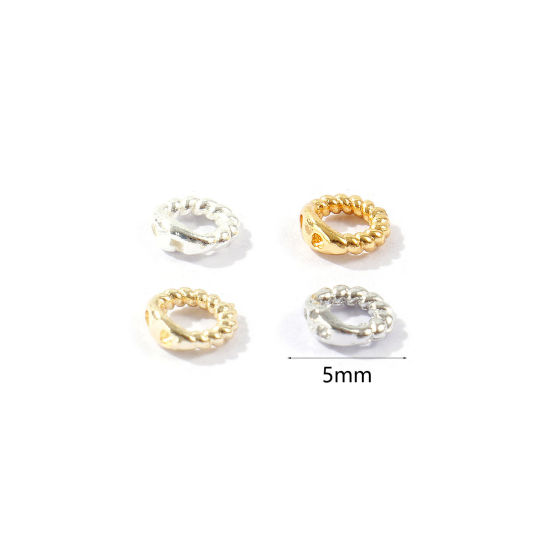 Picture of Brass End Caps For Necklace Bracelet Jewelry Making Wholesale Real Gold Plated Engraving 5mm Dia