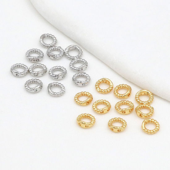 Picture of Brass End Caps For Necklace Bracelet Jewelry Making Wholesale Real Gold Plated Engraving 5mm Dia