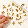 Picture of Eco-friendly PVD 304 Stainless Steel Capital Alphabet Initial Letter Name Charms Wholesale 18K Real Gold Plated Message " A-Z " Mini Multicolor Rhinestone