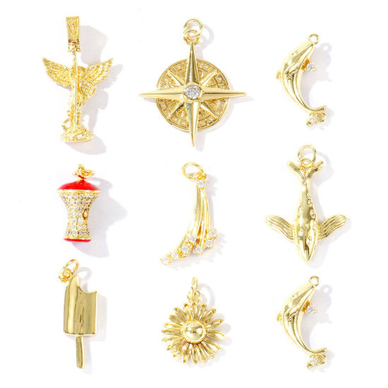 Bild von Umweltfreundlich Messing Charms Großhandel 18K Echtgold plattiert