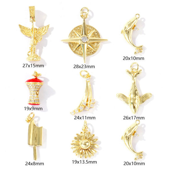 Bild von Umweltfreundlich Messing Charms Großhandel 18K Echtgold plattiert