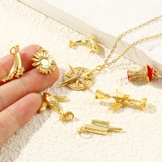Bild von Umweltfreundlich Messing Charms Großhandel 18K Echtgold plattiert