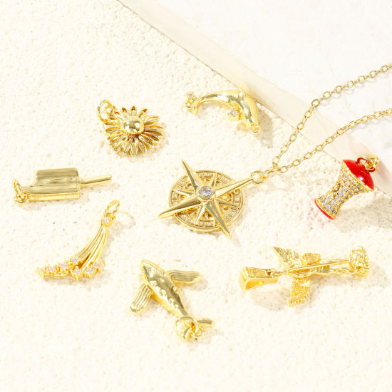 Bild von Umweltfreundlich Messing Charms Großhandel 18K Echtgold plattiert