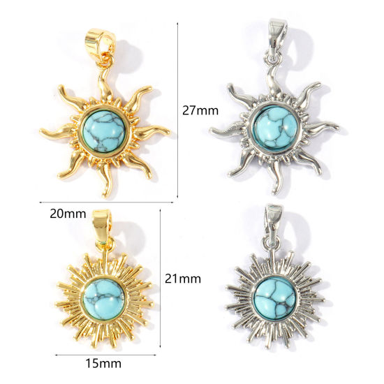 Picture of Brass & Turquoise Galaxy Charm Pendant Wholesale Multicolor Green Blue Sun