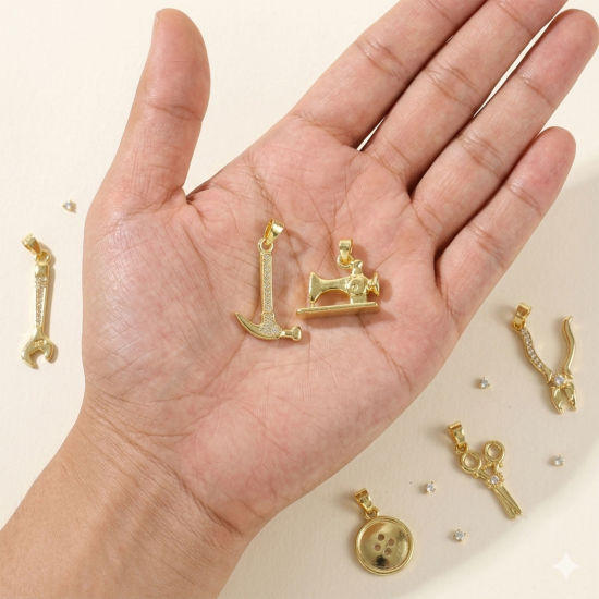 Immagine di 2 Pz Ecologico Ottone Ciondoli Pendenti All'Ingrosso 18K Vero Oro Placcato