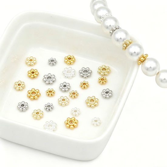 Imagen de 50 Unidades Latón Perlas Espaciadoras para Hacer Pulseras DIY Hallazgos para Hacer Joyas Al Por Mayor Multicolor Flor
