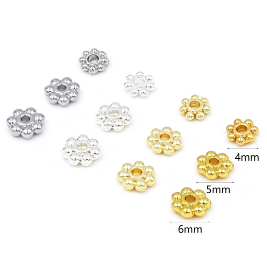 Imagen de 50 Unidades Latón Perlas Espaciadoras para Hacer Pulseras DIY Hallazgos para Hacer Joyas Al Por Mayor Multicolor Flor