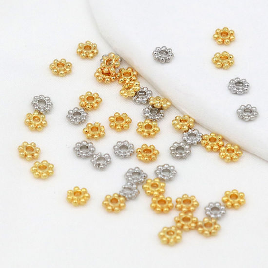 Imagen de 50 Unidades Latón Perlas Espaciadoras para Hacer Pulseras DIY Hallazgos para Hacer Joyas Al Por Mayor Multicolor Flor