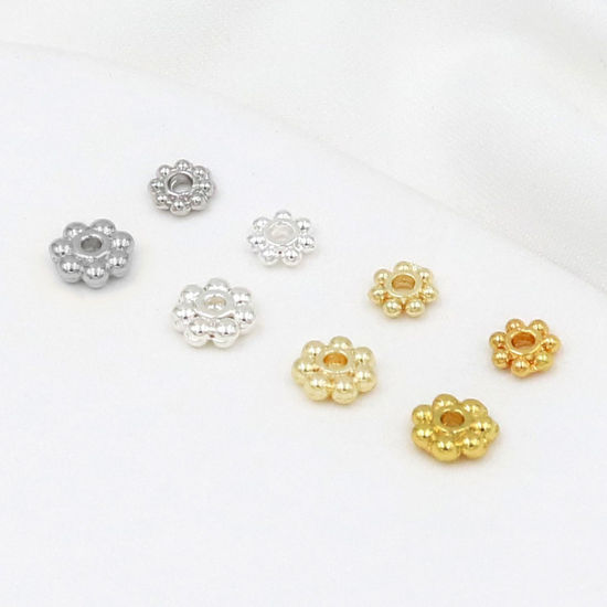 Imagen de 50 Unidades Latón Perlas Espaciadoras para Hacer Pulseras DIY Hallazgos para Hacer Joyas Al Por Mayor Multicolor Flor