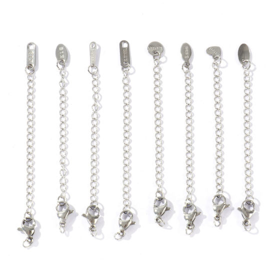 Imagen de 10 Unidades Respetuoso del Medio Ambiente 304 Acero Inoxidable Excensor de Cadena Al Por Mayor Para Pulsera Collar Joyería Tono de Plata Con Broche de Langosta