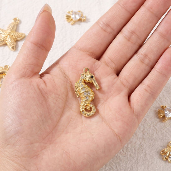 Immagine di 2 Pz Ottone Gioielli Oceanici Ciondoli All'Ingrosso Placcato Oro 18K Conchiglia Stella Marina