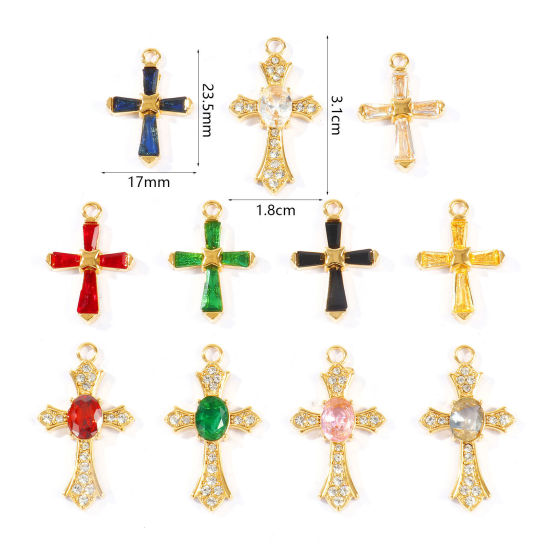 Picture of Eco-friendly PVD 304 Stainless Steel Religious Pendants Wholesale 18K Real Gold Plated Cross