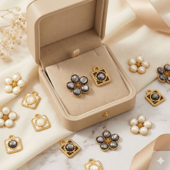 Picture of 1 Piece Eco-friendly PVD Waterproof Anti-Tarnish Hypoallergenic 304 Stainless Steel & Natural Shell Charms Wholesale 18K Real Gold Plated