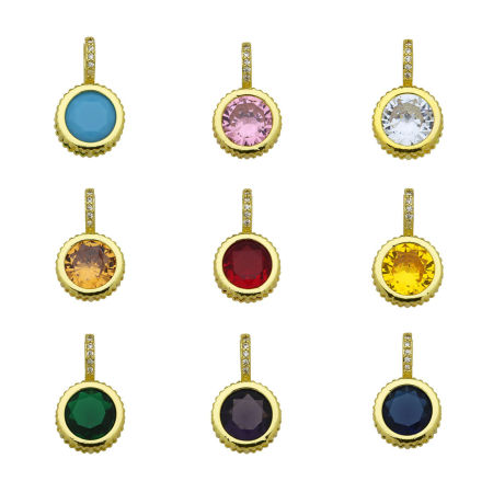 Immagine di 2 Pz Ottone Ciondoli All'Ingrosso Placcato Oro 18K Tondo Multicolore Cubic Zirconiae 21mm x 12mm