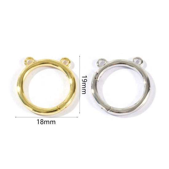 Image de 2 Pcs Fermoir à Anneau à Cliquet à Segment Articulé En Gros en Laiton Annulaire Multicolore 19mm x 18mm