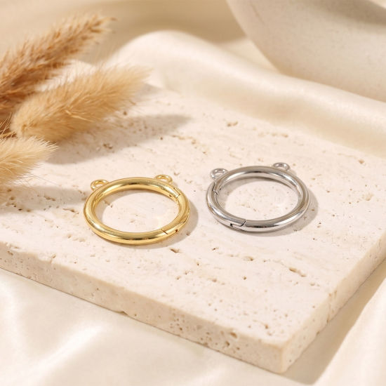 Image de 2 Pcs Fermoir à Anneau à Cliquet à Segment Articulé En Gros en Laiton Annulaire Multicolore 19mm x 18mm