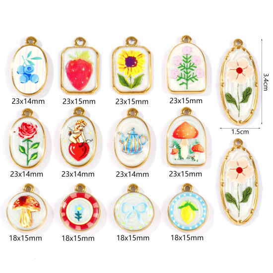 Picture of Eco-friendly PVD Waterproof Anti-Tarnish Hypoallergenic 304 Stainless Steel Charms Wholesale 18K Real Gold Plated Printed
